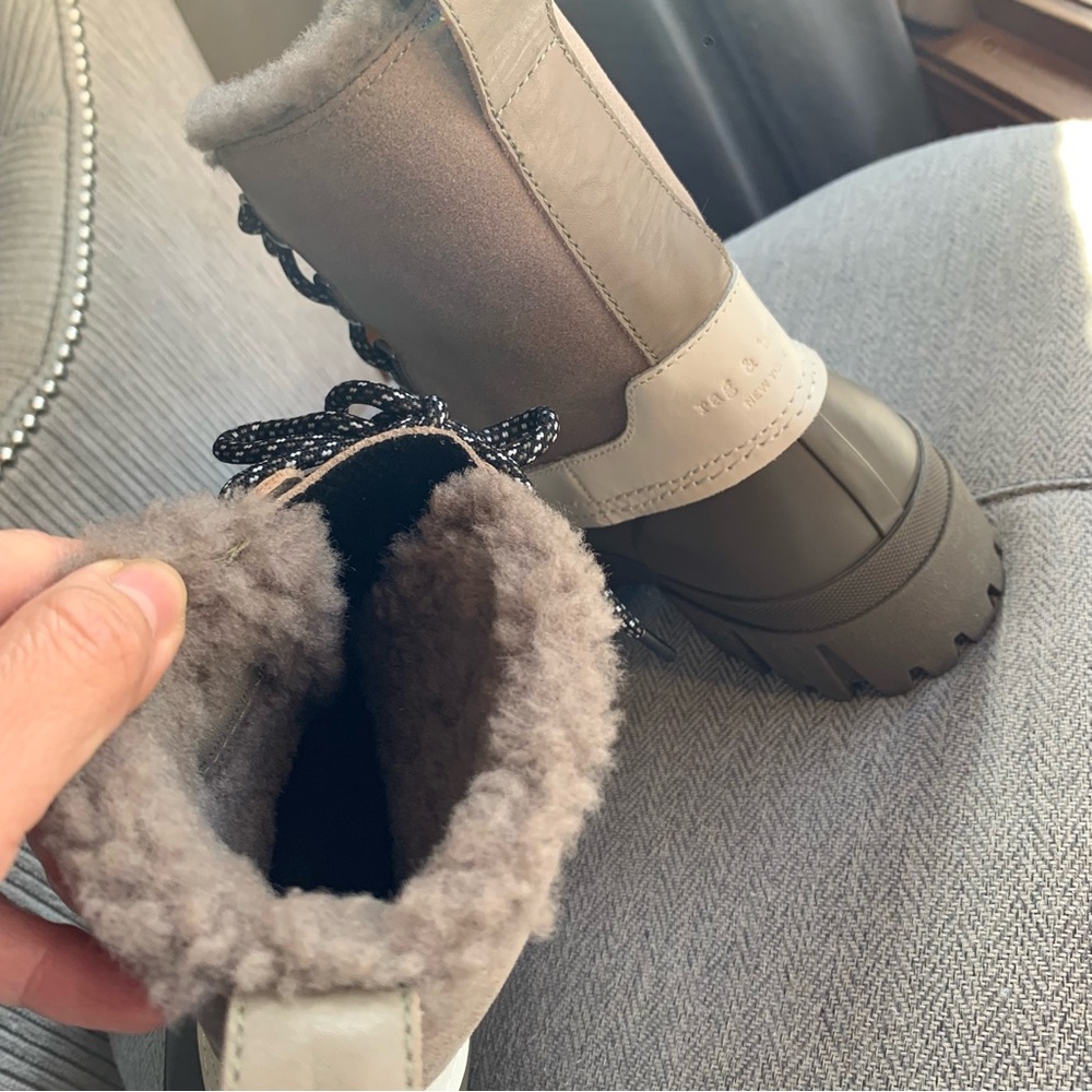 Rag & Bone RB Shearling Winter Rain Snow Boots Size 37 EUR 6.5 US Womens - Picture 10 of 14